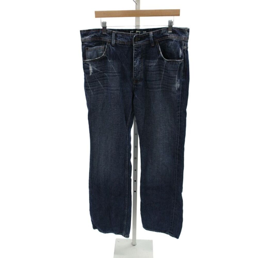 575 Mens Dark Blue High Rise Straight Wide Leg Jeans 100% Cotton Size 36